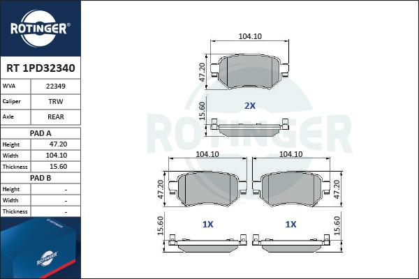 Rotinger RT 1PD32340 - Bremžu uzliku kompl., Disku bremzes autodraugiem.lv