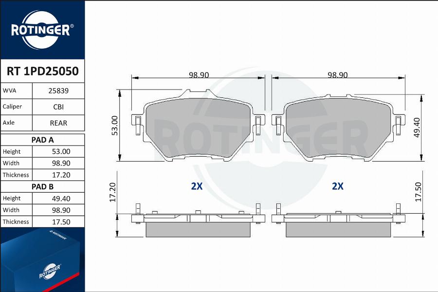 Rotinger RT 1PD25050 - Bremžu uzliku kompl., Disku bremzes autodraugiem.lv