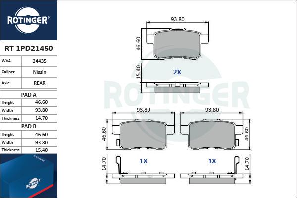 Rotinger RT 1PD21450 - Bremžu uzliku kompl., Disku bremzes autodraugiem.lv