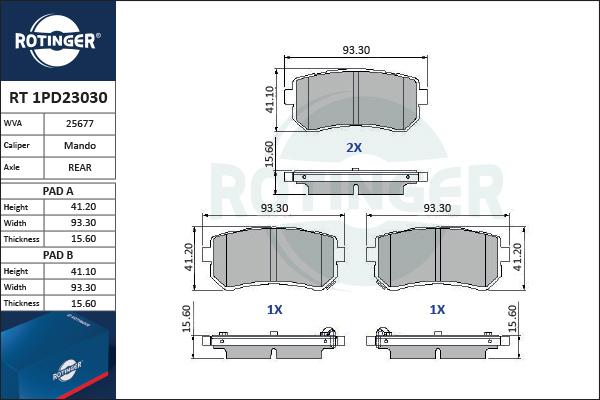 Rotinger RT 1PD23030 - Bremžu uzliku kompl., Disku bremzes autodraugiem.lv