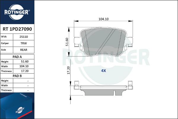 Rotinger RT 1PD27090 - Bremžu uzliku kompl., Disku bremzes autodraugiem.lv