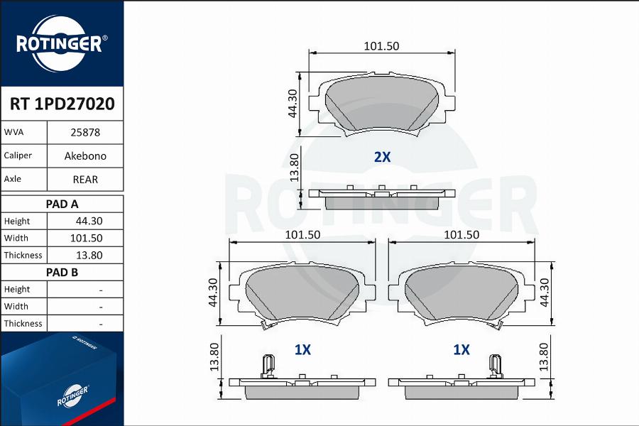 Rotinger RT 1PD27020 - Bremžu uzliku kompl., Disku bremzes autodraugiem.lv