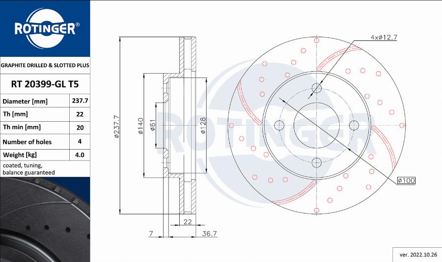 Rotinger RT 20399-GL T5 - Bremžu diski autodraugiem.lv