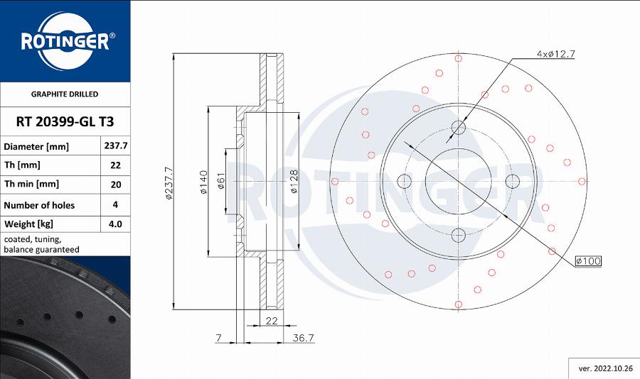 Rotinger RT 20399-GL T3 - Bremžu diski autodraugiem.lv