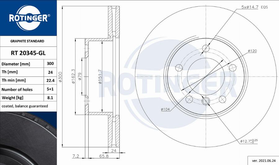 Rotinger RT 20345-GL - Bremžu diski autodraugiem.lv