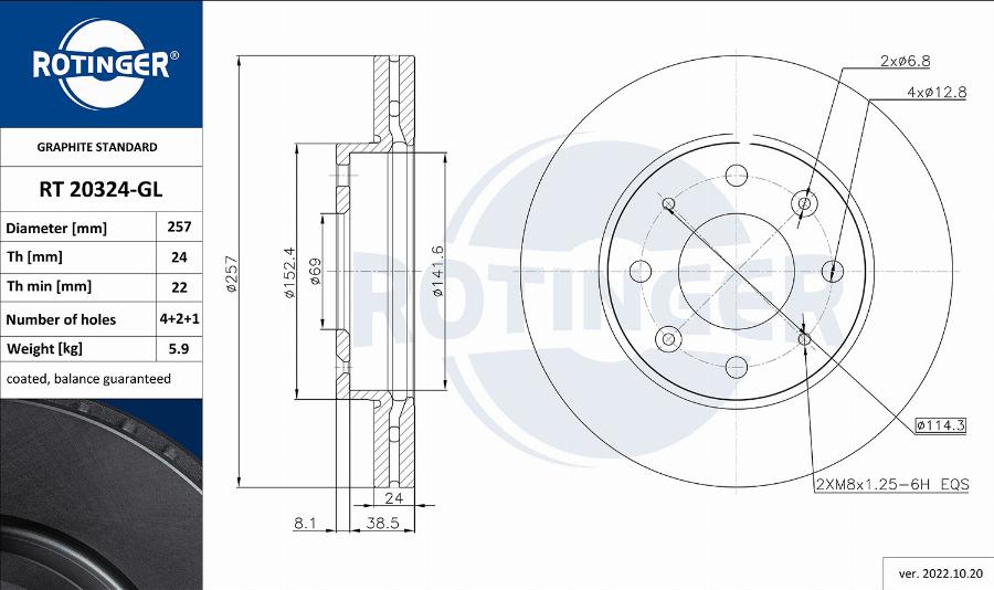 Rotinger RT 20324-GL - Bremžu diski autodraugiem.lv