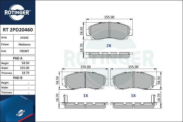 Rotinger RT 2PD20460 - Bremžu uzliku kompl., Disku bremzes autodraugiem.lv