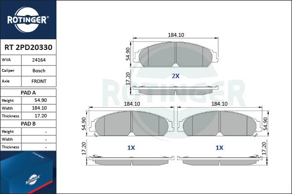 Rotinger RT 2PD20330 - Bremžu uzliku kompl., Disku bremzes autodraugiem.lv