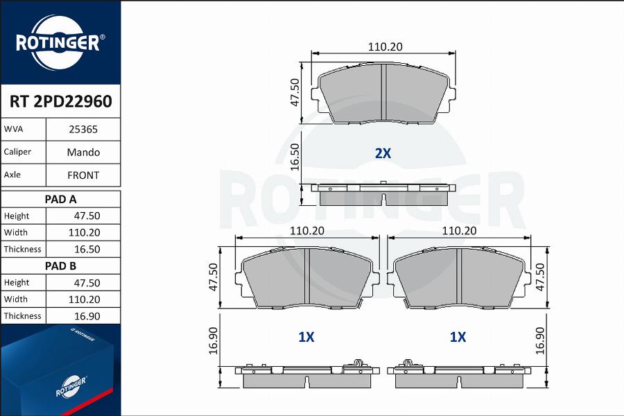 Rotinger RT 2PD22960 - Bremžu uzliku kompl., Disku bremzes autodraugiem.lv