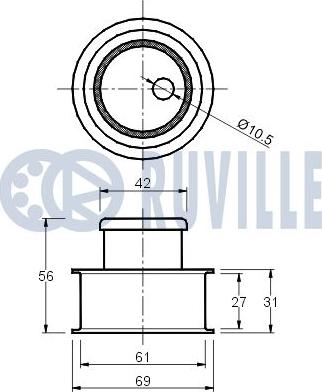 Ruville 540025 - Spriegotājrullītis, Gāzu sadales mehānisma piedziņas siksna autodraugiem.lv