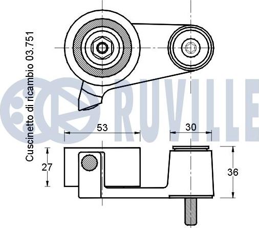 Ruville 540161 - Spriegotājrullītis, Gāzu sadales mehānisma piedziņas siksna autodraugiem.lv