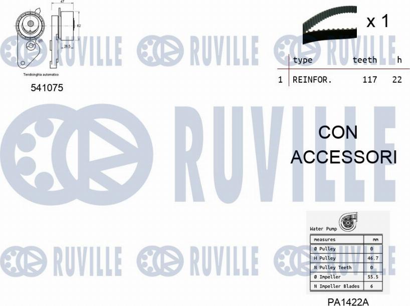 Ruville 5500642 - Ūdenssūknis + Zobsiksnas komplekts autodraugiem.lv