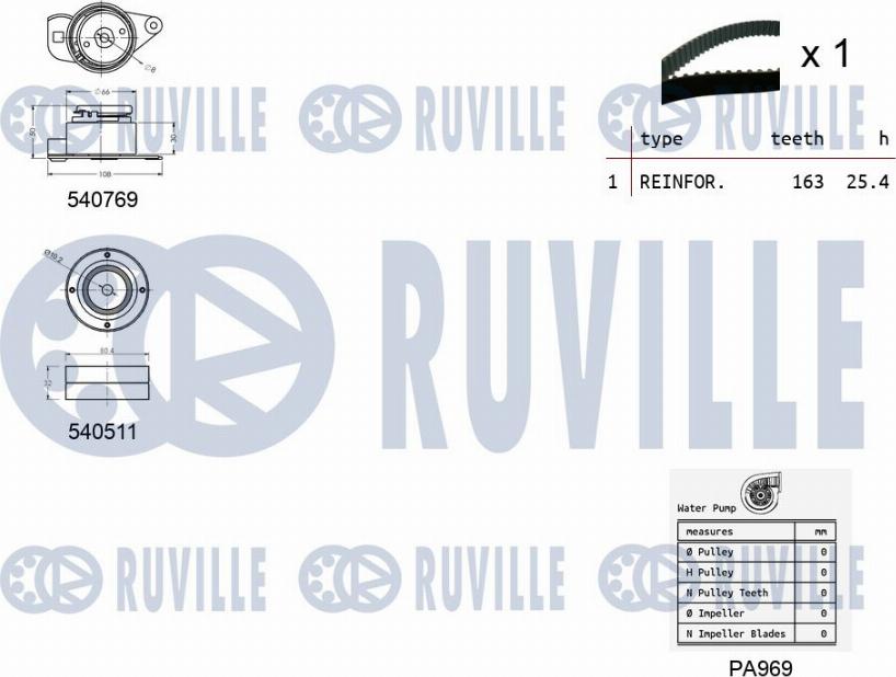 Ruville 5501001 - Ūdenssūknis + Zobsiksnas komplekts autodraugiem.lv