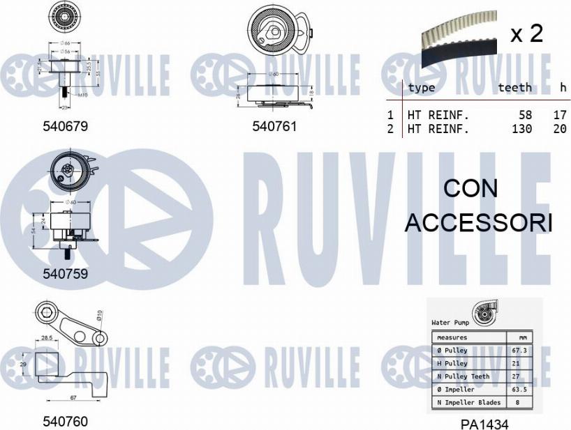 Ruville 5501161 - Ūdenssūknis + Zobsiksnas komplekts autodraugiem.lv