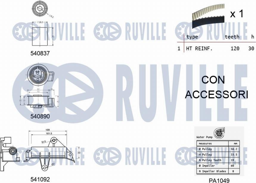 Ruville 5501382 - Ūdenssūknis + Zobsiksnas komplekts autodraugiem.lv