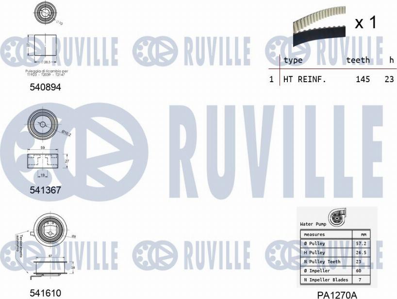 Ruville 5503121 - Ūdenssūknis + Zobsiksnas komplekts autodraugiem.lv