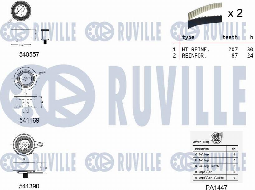 Ruville 5503831 - Ūdenssūknis + Zobsiksnas komplekts autodraugiem.lv