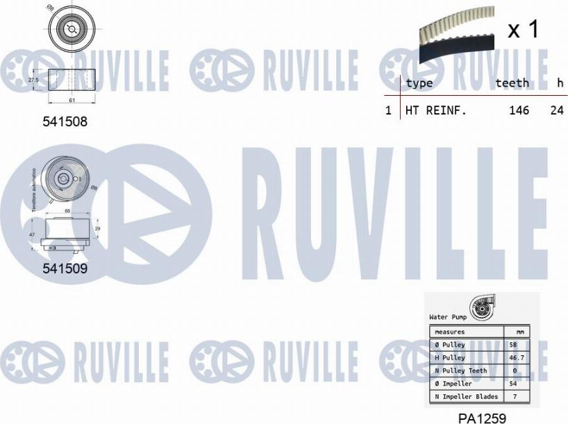 Ruville 5503201 - Ūdenssūknis + Zobsiksnas komplekts autodraugiem.lv