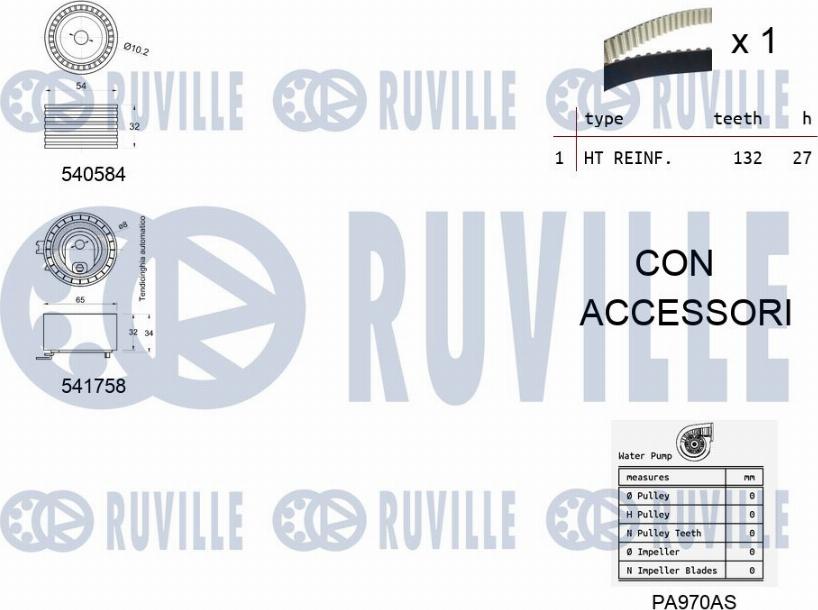 Ruville 5502981 - Ūdenssūknis + Zobsiksnas komplekts autodraugiem.lv