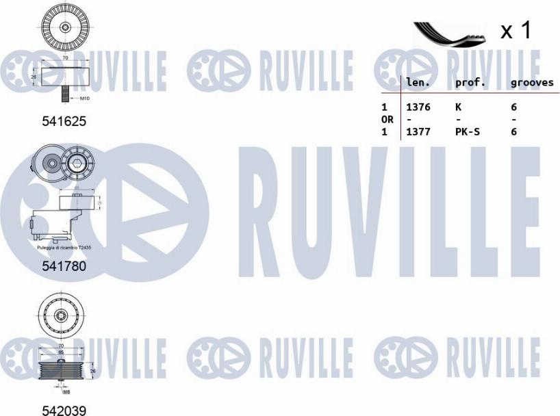 Ruville 570169 - Ķīļrievu siksnu komplekts autodraugiem.lv