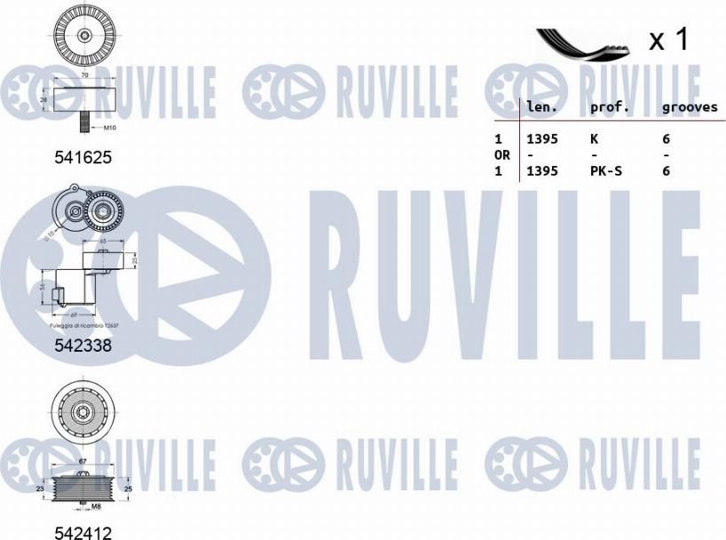 Ruville 570134 - Ķīļrievu siksnu komplekts autodraugiem.lv