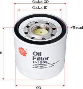 SAKURA Automotive C-1562 - Eļļas filtrs autodraugiem.lv