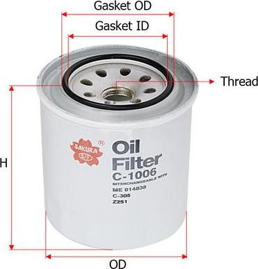 SAKURA Automotive C-1006 - Eļļas filtrs autodraugiem.lv
