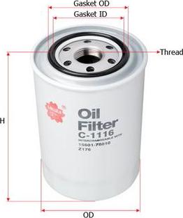 SAKURA Automotive C-1116 - Eļļas filtrs autodraugiem.lv