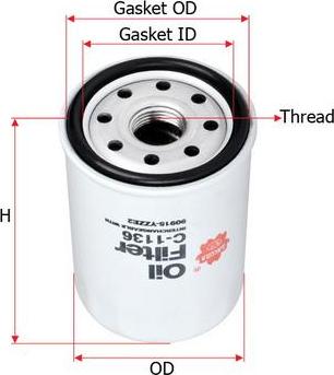 SAKURA Automotive C-1136 - Eļļas filtrs autodraugiem.lv