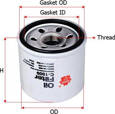 SAKURA Automotive C-1809 - Eļļas filtrs autodraugiem.lv