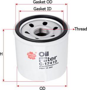 SAKURA Automotive C-17410 - Eļļas filtrs autodraugiem.lv