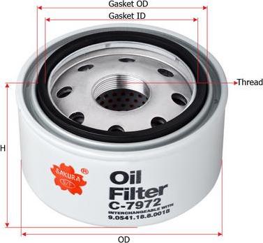 SAKURA Automotive C-7972 - Eļļas filtrs autodraugiem.lv