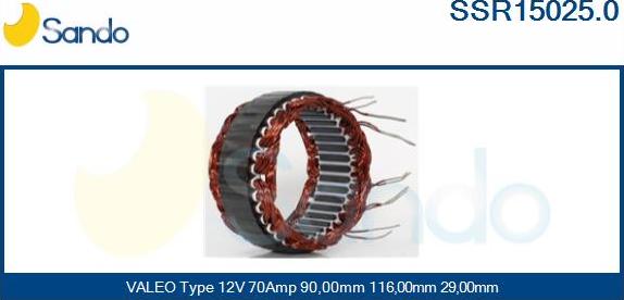 Sando SSR15025.0 - Stators, Ģenerators autodraugiem.lv