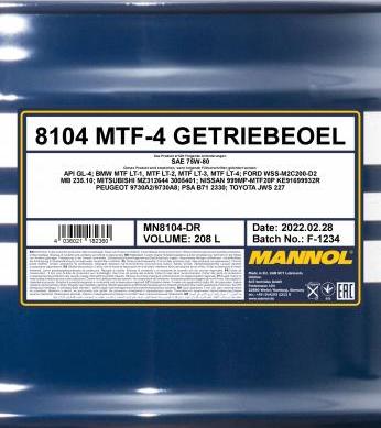 SCT-MANNOL MN8104-DR - Transmisijas eļļa autodraugiem.lv