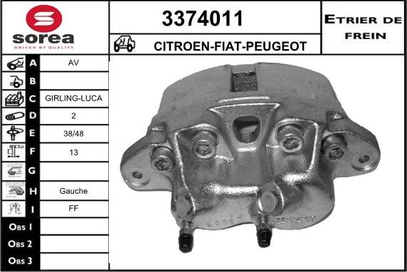 Sera 3374011 - Bremžu suports autodraugiem.lv