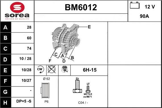 Sera BM6012 - Ģenerators autodraugiem.lv