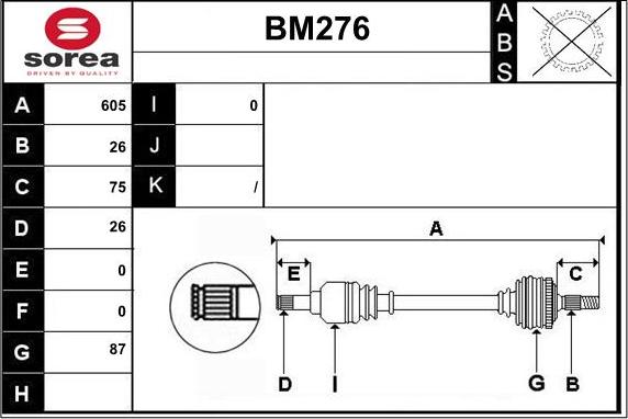 Sera BM276 - Piedziņas vārpsta autodraugiem.lv