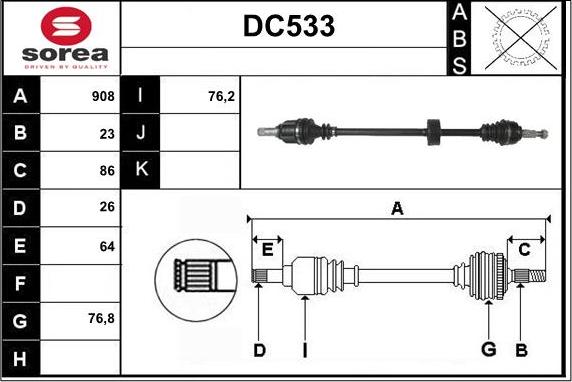 Sera DC533 - Piedziņas vārpsta autodraugiem.lv