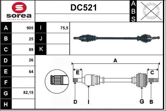 Sera DC521 - Piedziņas vārpsta autodraugiem.lv