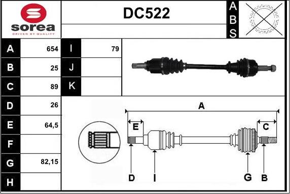 Sera DC522 - Piedziņas vārpsta autodraugiem.lv