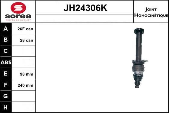 Sera JH24306K - Šarnīru komplekts, Piedziņas vārpsta autodraugiem.lv