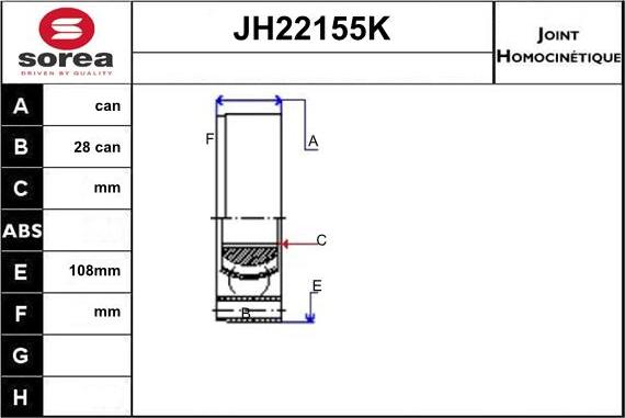 Sera JH22155K - Šarnīru komplekts, Piedziņas vārpsta autodraugiem.lv