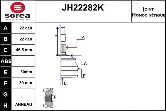 Sera JH22282K - Šarnīru komplekts, Piedziņas vārpsta autodraugiem.lv