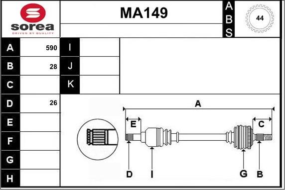 Sera MA149 - Piedziņas vārpsta autodraugiem.lv