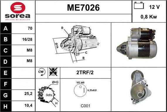 Sera ME7026 - Starteris autodraugiem.lv