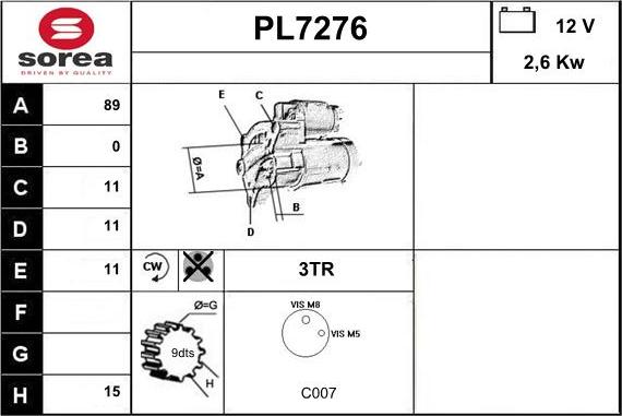 Sera PL7276 - Starteris autodraugiem.lv