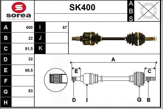 Sera SK400 - Piedziņas vārpsta autodraugiem.lv