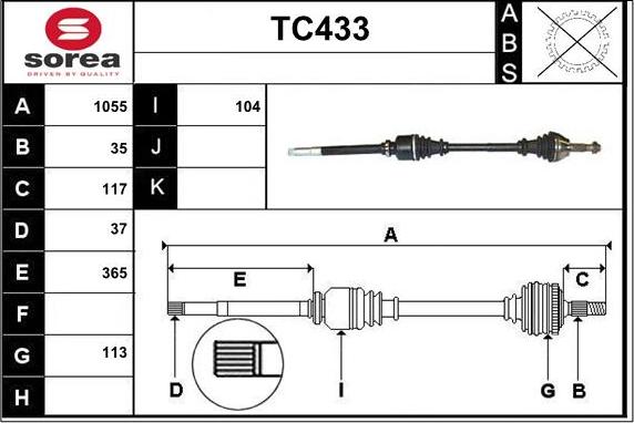 Sera TC433 - Piedziņas vārpsta autodraugiem.lv