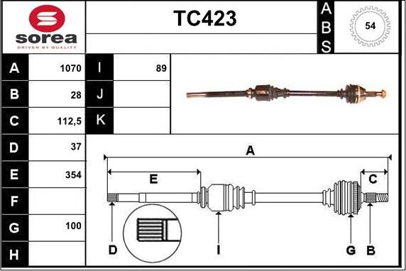 Sera TC423 - Piedziņas vārpsta autodraugiem.lv