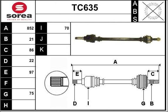 Sera TC635 - Piedziņas vārpsta autodraugiem.lv